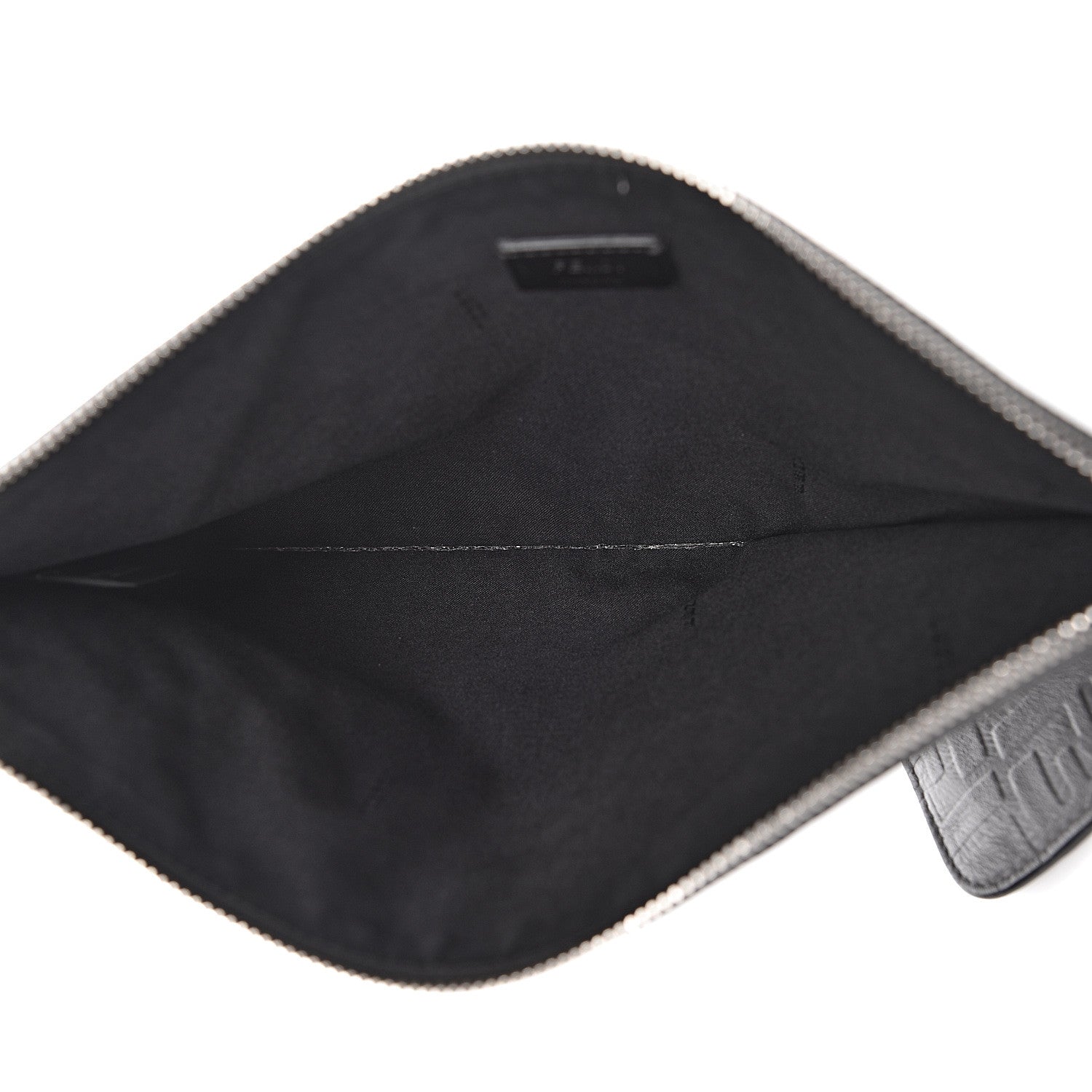Fendi Vitello Grace FF 1974 Embossed Flat Pouch Anthracite 5 of 7