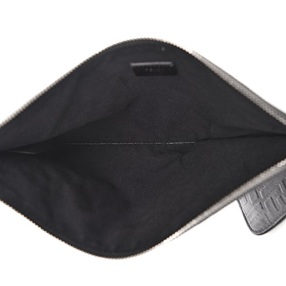Fendi Vitello Grace FF 1974 Embossed Flat Pouch Anthracite 5 of 7
