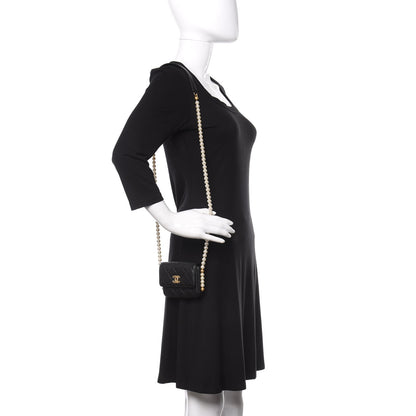 Chanel Calfskin Quilted About Pearls Card Holder Flap With Chain Black 2 of 12