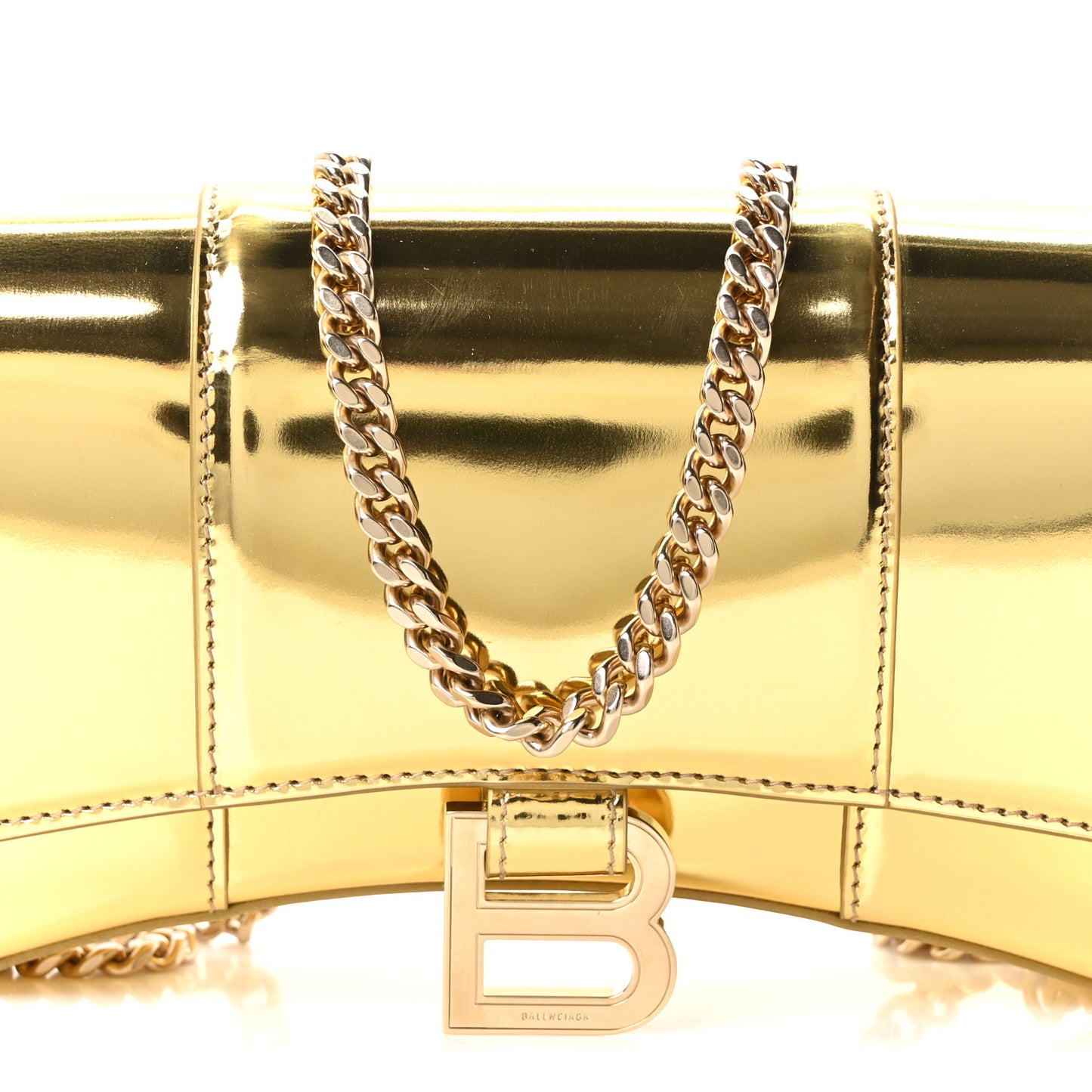 Mirror Calfskin Hourglass Chain Bag Gold