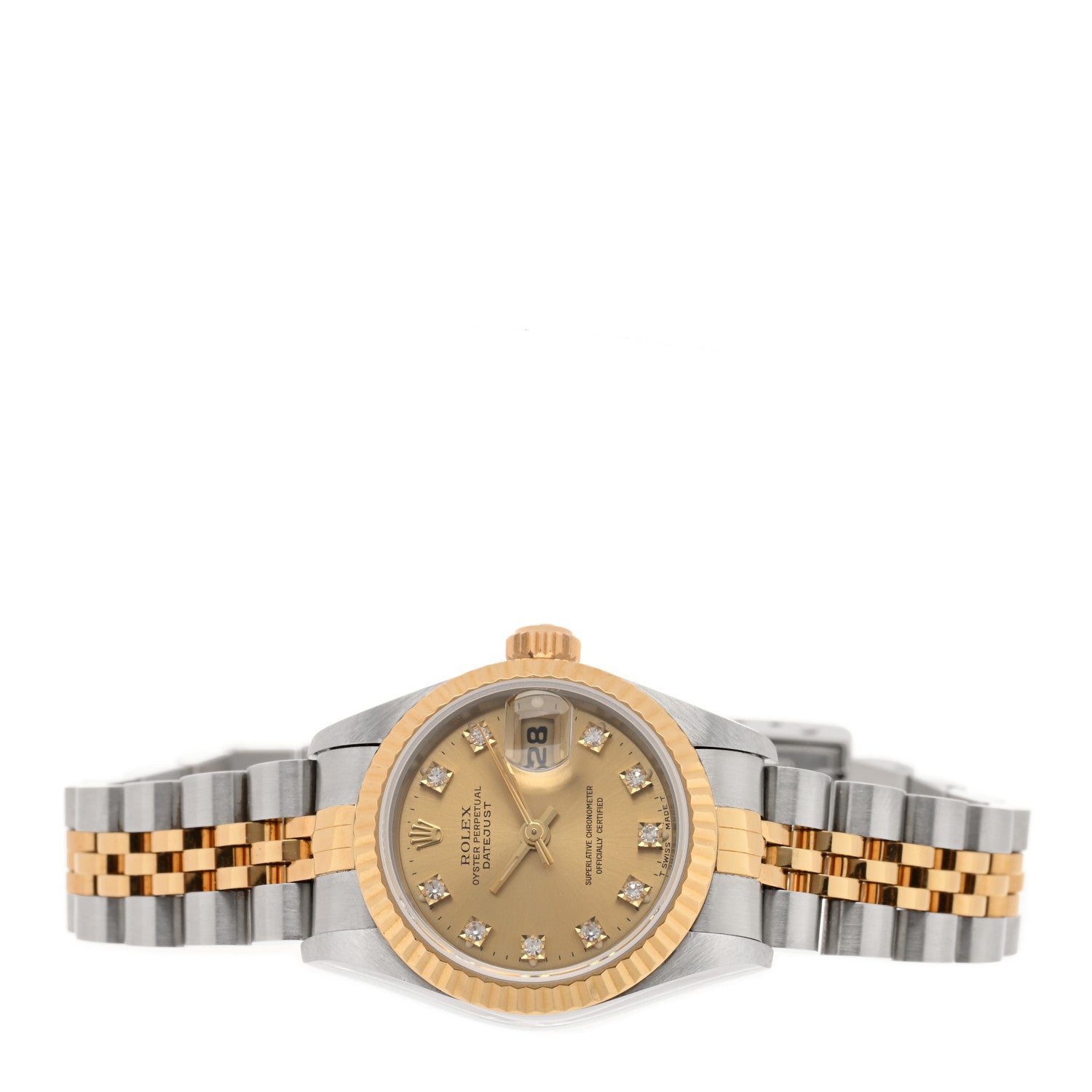 Rolex Stainless Steel 18K Yellow Gold Diamond 26mm Oyster Perpetual Datejust Watch Champagne 69173 2 of 4