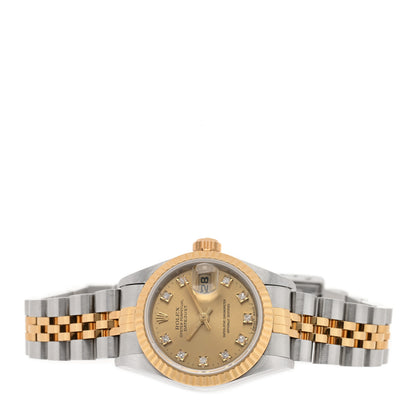 Rolex Stainless Steel 18K Yellow Gold Diamond 26mm Oyster Perpetual Datejust Watch Champagne 69173 2 of 4