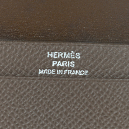 Hermes Epsom Bi Color Bearn Card Holder Wallet Bleu Paon Etoupe 6 of 16