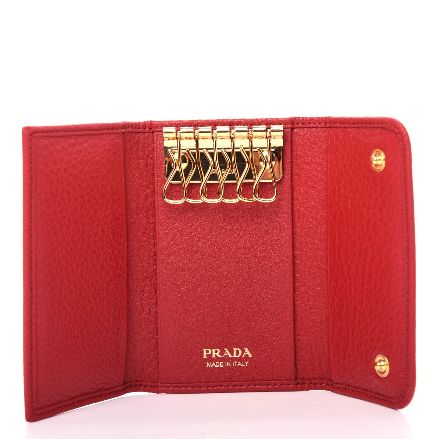 Vitello Grain 6 Key Holder Rosso