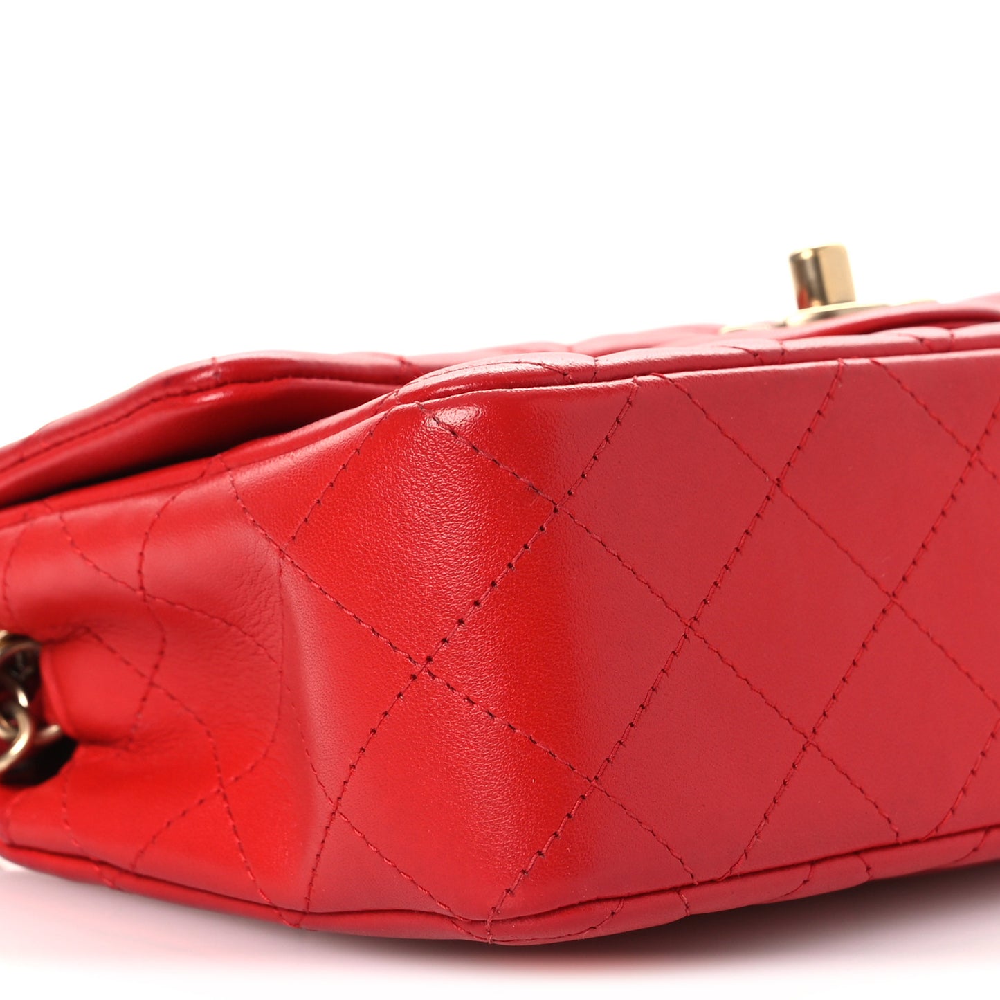 Lambskin Quilted Mini Rectangular Flap Red
