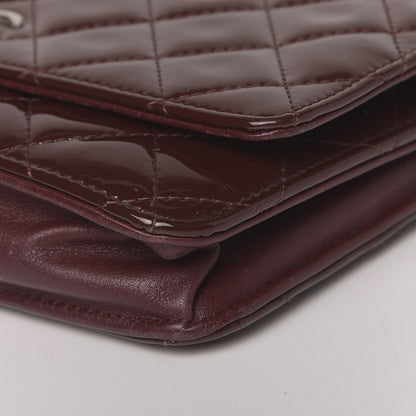 Chanel Patent Quilted Wallet On Chain WOC Dark Red 12 of 13