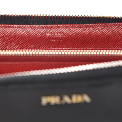 Prada Saffiano Colour Zip Around Wallet Black Peonia 6 of 11