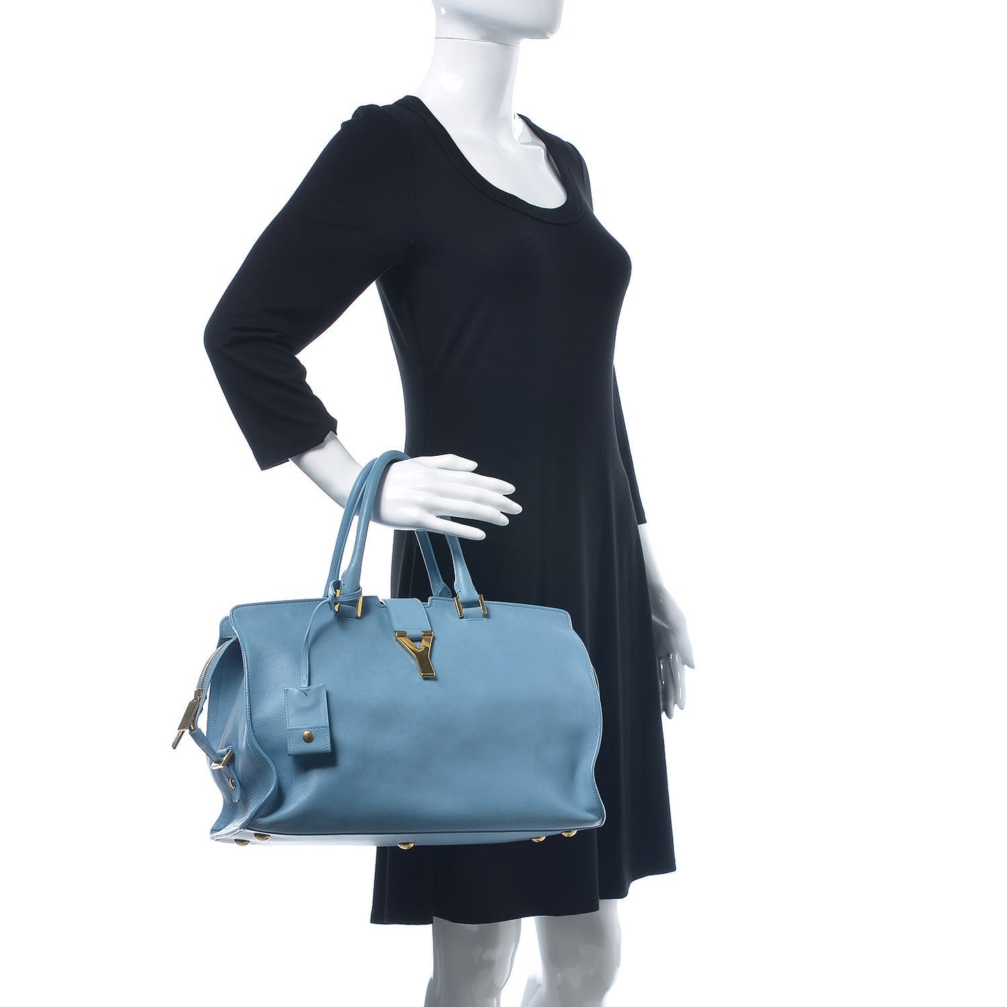 Calfskin Medium Classic Y Cabas Blue Glacier