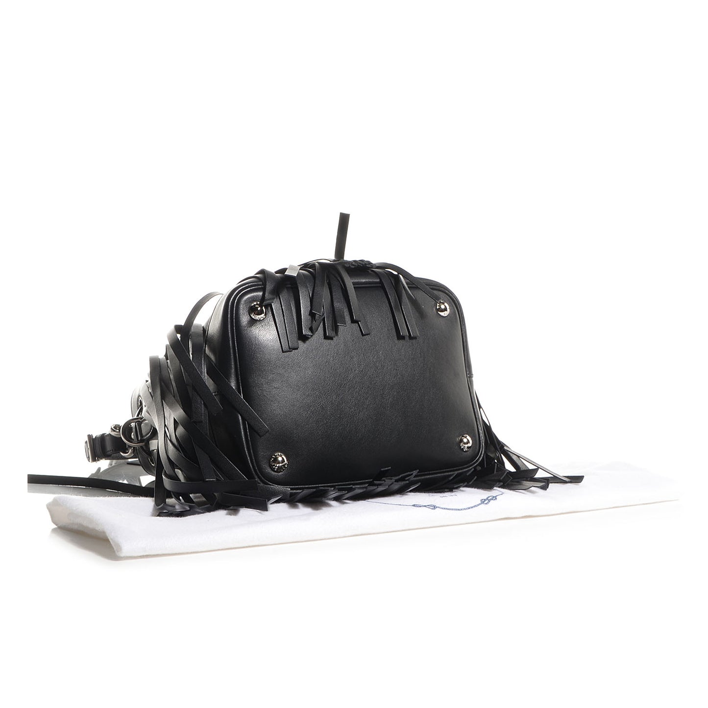 Soft Calf Fringe Bucket Bag Nero Black