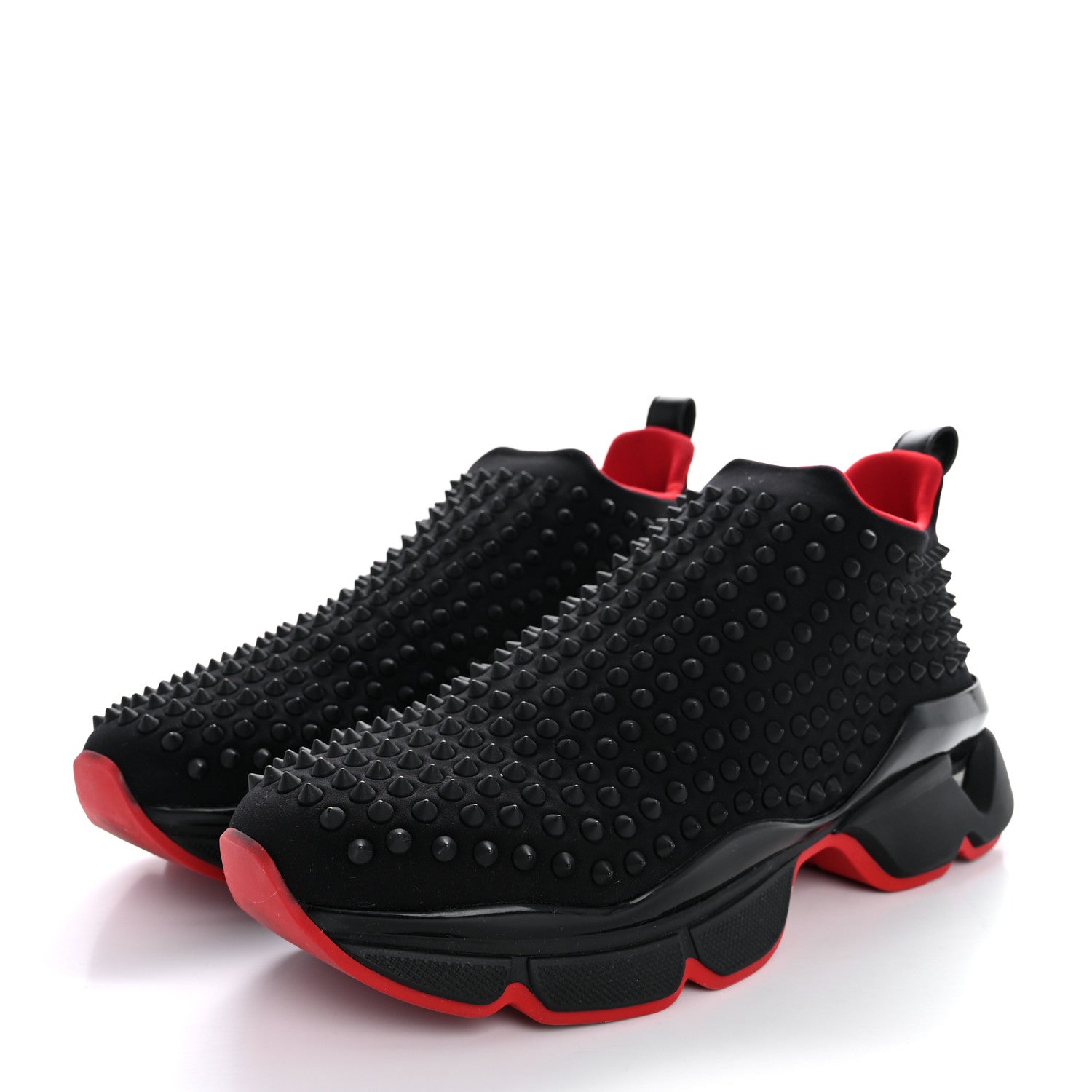 Christian Louboutin Neoprene Mens Spike Sock Flat Sneakers 42 Black 4 of 10