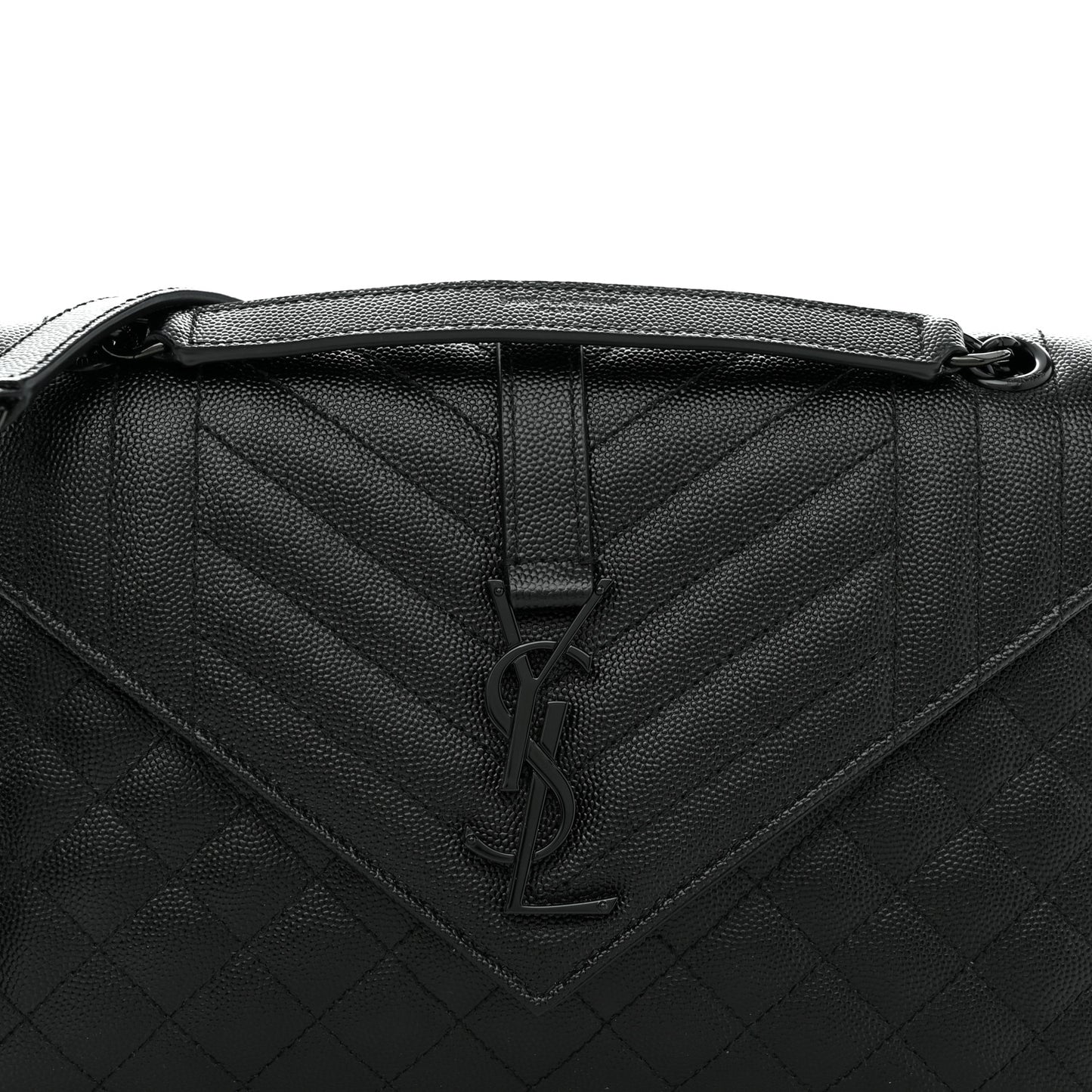 Grain De Poudre Textured Mixed Matelasse Triquilt Medium Monogram Monochrome Satchel Black