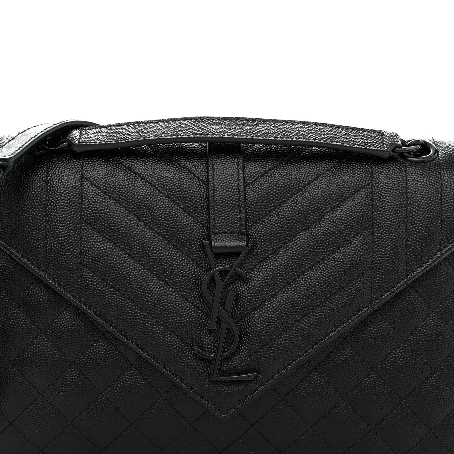 Saint Laurent Grain De Poudre Textured Mixed Matelasse Triquilt Medium Monogram Monochrome Satchel Black 7 of 9