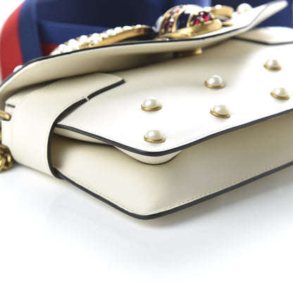 Gucci Nappa Pearl Studded Mini Queen Margaret Broadway Shoulder Bag Mystic White 7 of 12