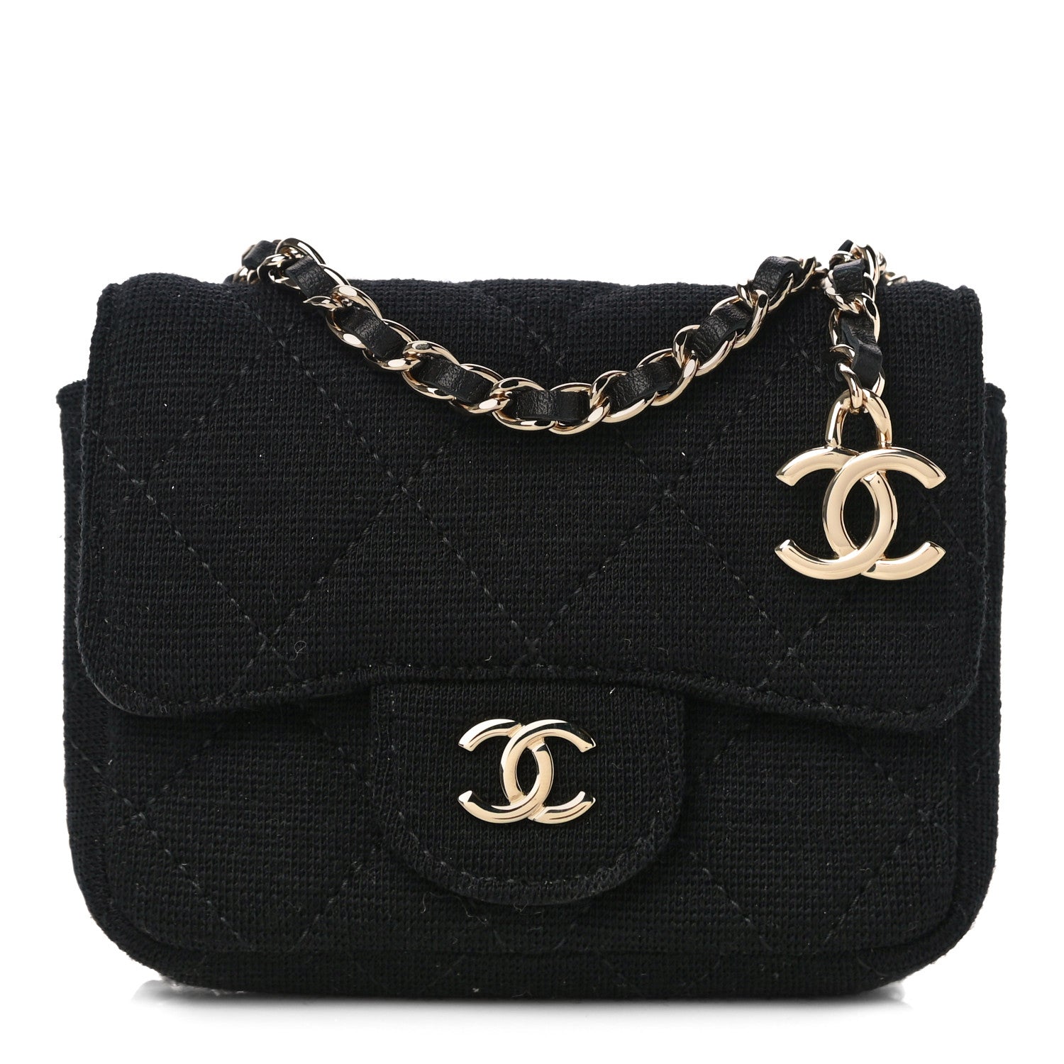 Chanel Jersey Quilted Belt Bag Black 1 of 11