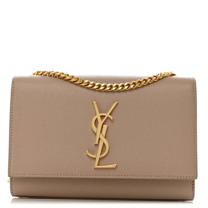 Saint Laurent Grain De Poudre Small Monogram Kate Satchel Dark Beige 1 of 12