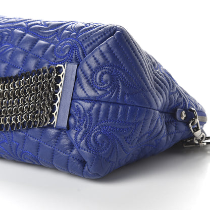 Versace Nappa Barocco Quilted Shoulder Bag Blue 7 of 9