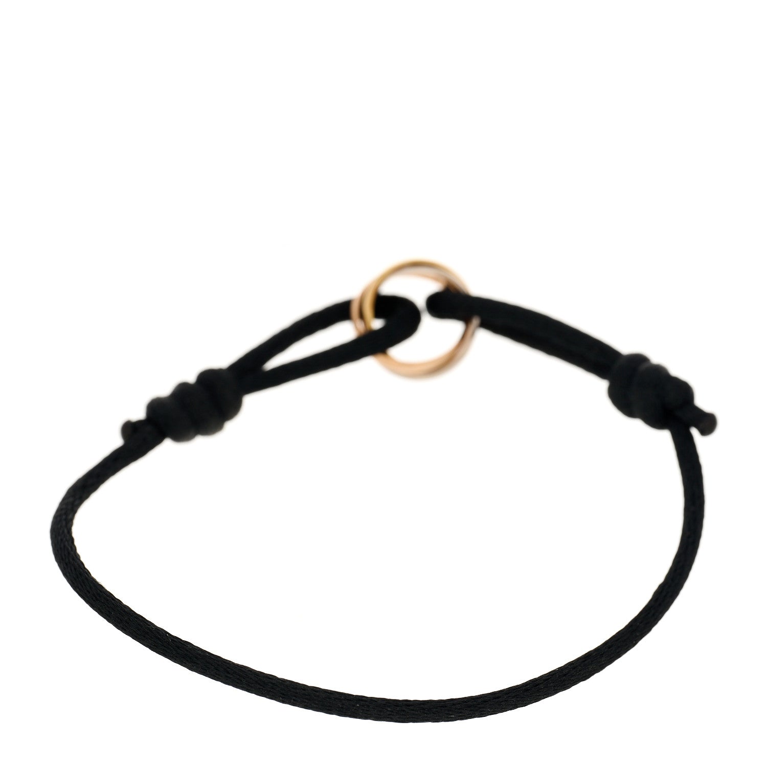 Cartier 18K Pink Yellow White Gold Trinity Adjustable Cord Bracelet Black 2 of 4