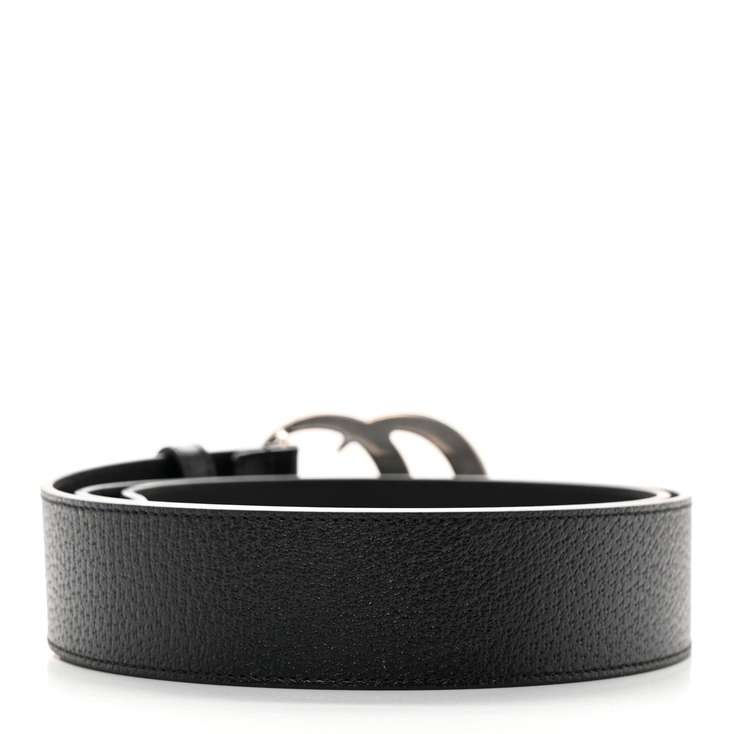 Textured Dollar Calfskin Nickel Double G 40mm Belt 100 40 Black