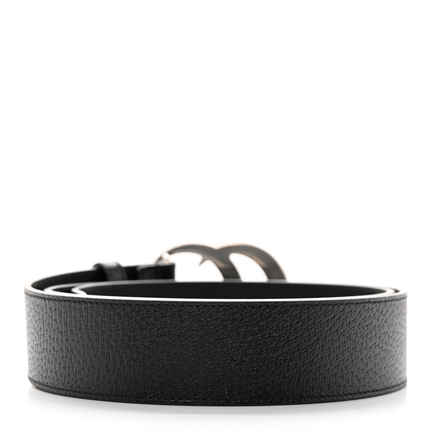 Gucci Textured Dollar Calfskin Nickel Double G 40mm Belt 100 40 Black 2 of 8