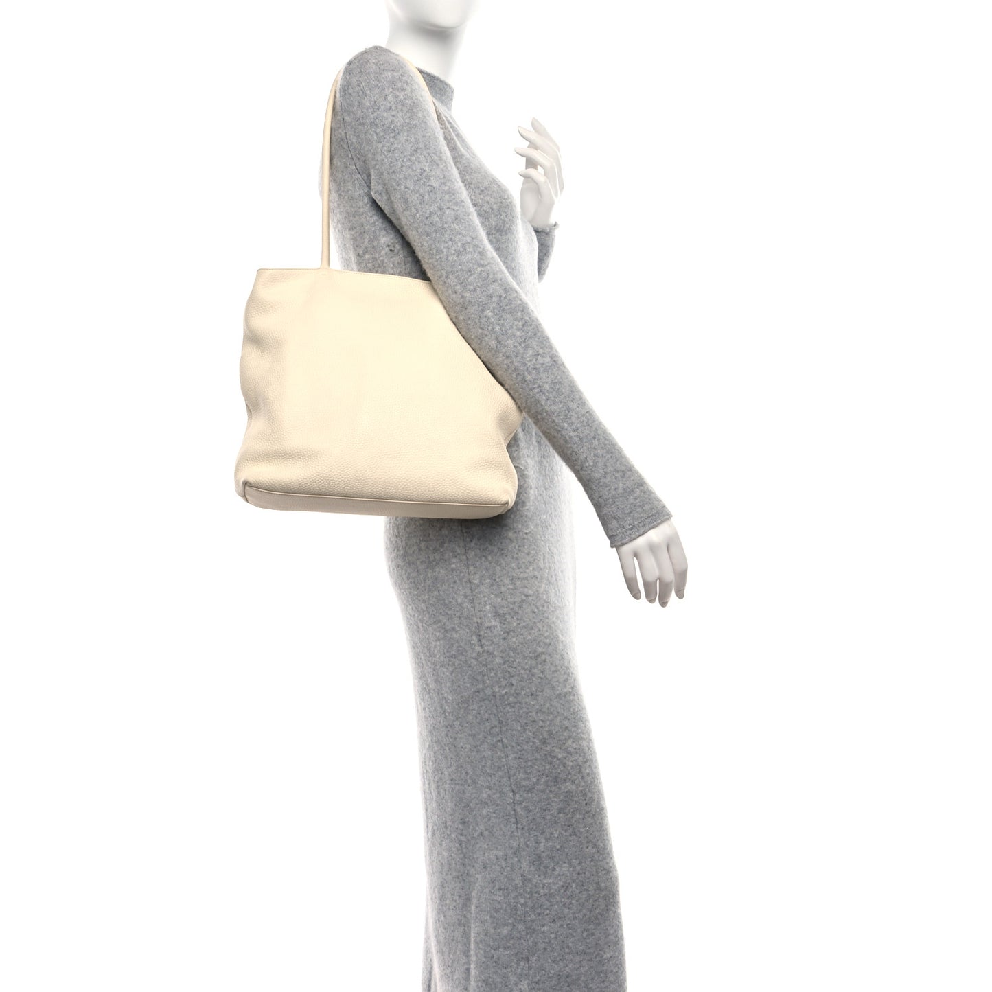 Grained Calfskin Medium Portfolio Tote Ivory