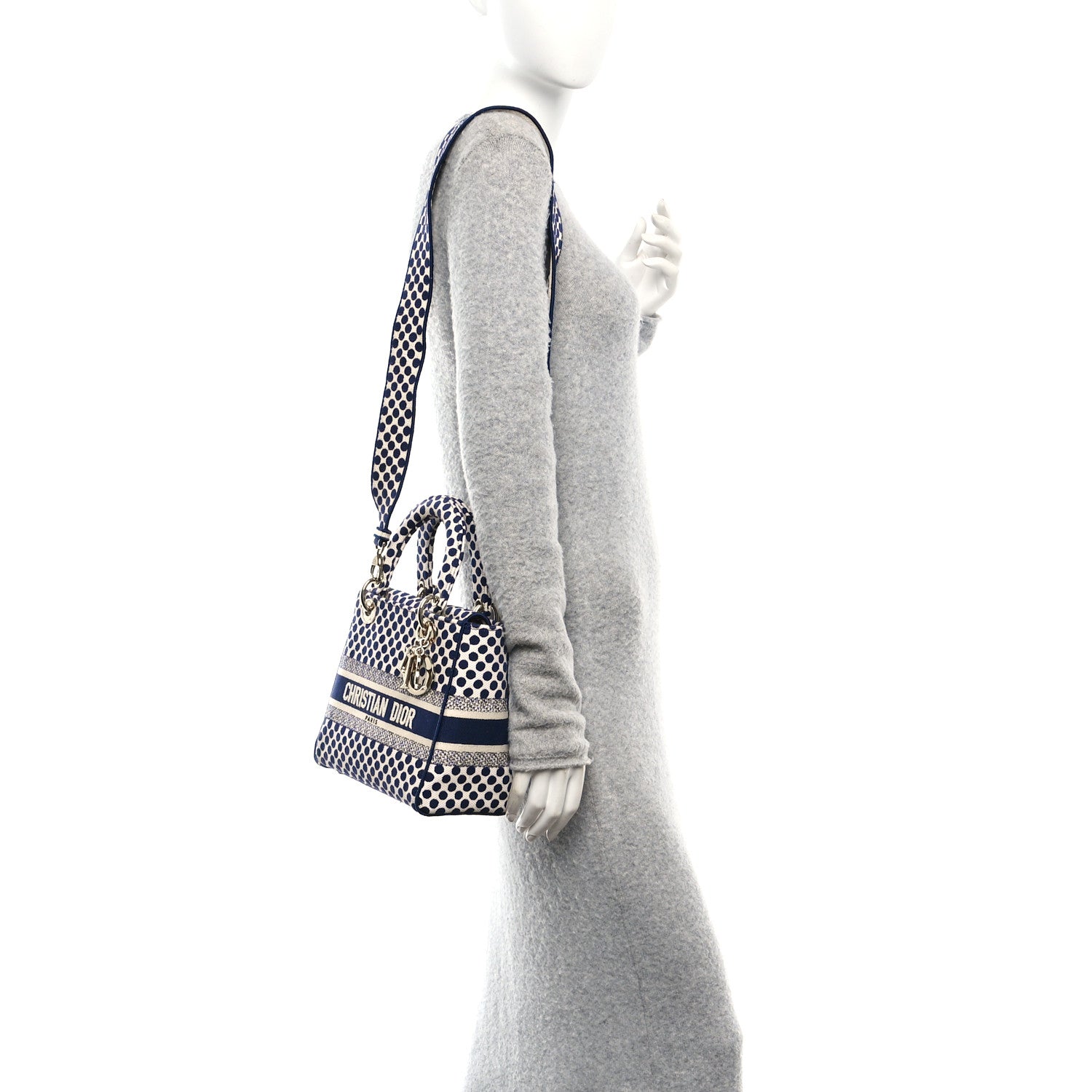 Christian Dior Canvas Medium DiorAmour Dots Lady D-Lite Blue 2 of 9