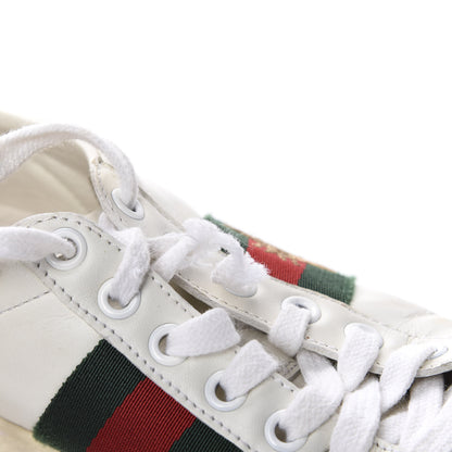 Gucci Calfskin Ayers Bee Embroidered Womens Ace Sneakers 35 White Green 9 of 12