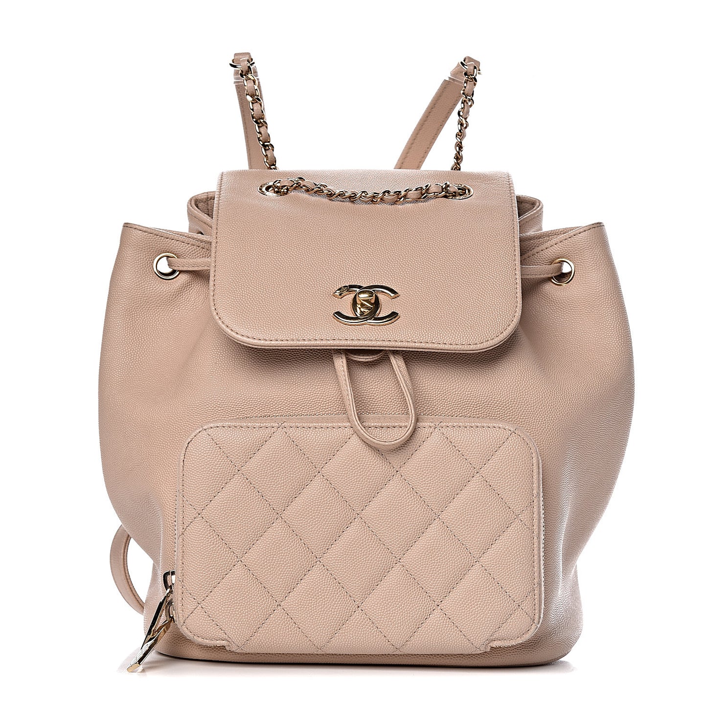 Caviar Quilted Business Affinity Backpack Beige