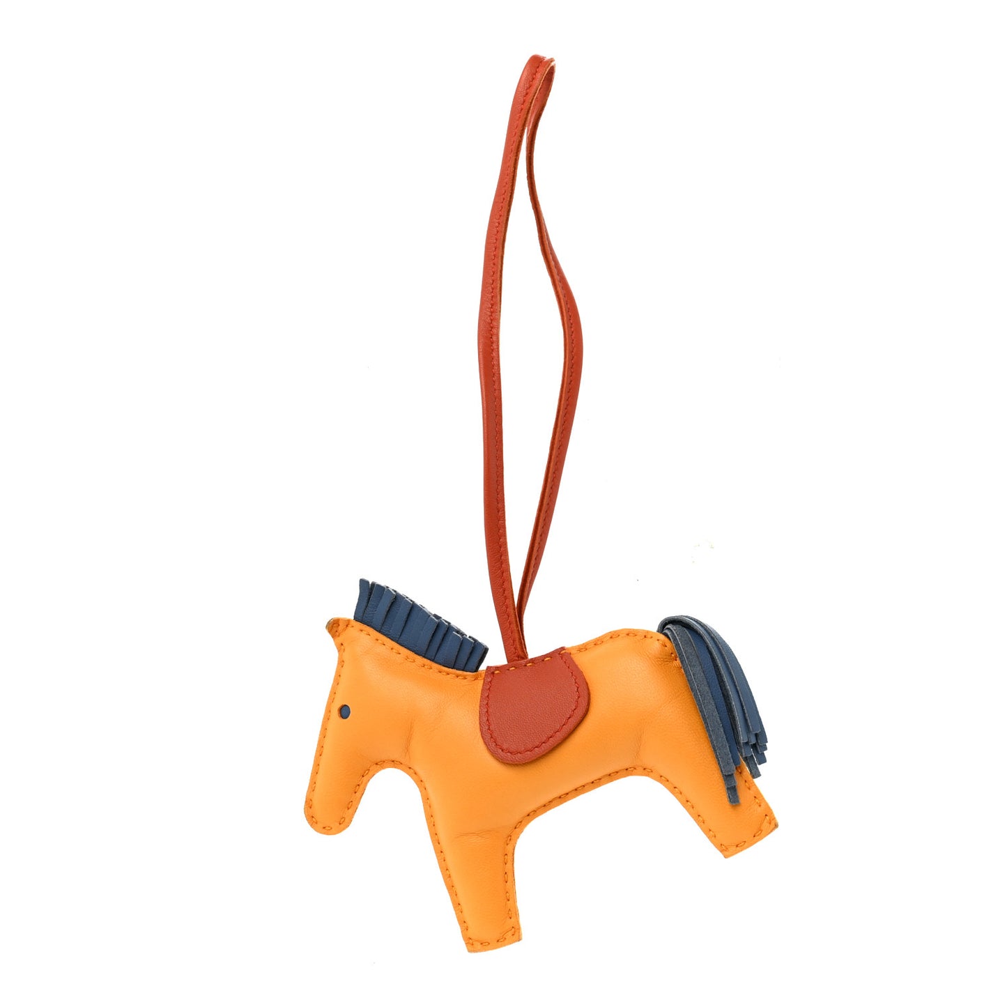 Milo Lambskin Grigri Rodeo Horse Bag Charm MM Jaune D'or Bleu Agate Cornaline