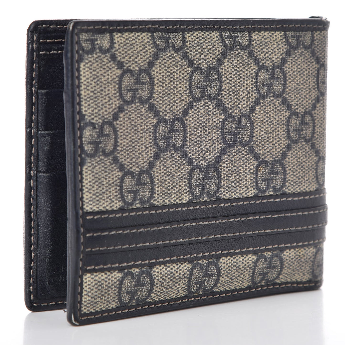 GG Supreme Monogram Bi-Fold Wallet Navy