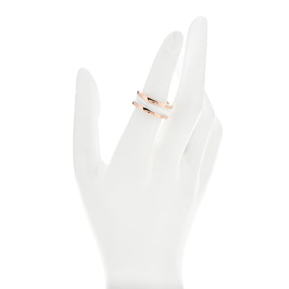 Bulgari 18K Rose Gold White Ceramic B.Zero1 Two-Band Ring 54 6.75 2 of 5