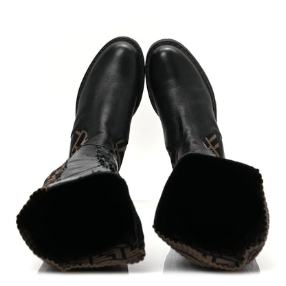 Fendi Nappa Microfiber Fabric FF Rockoko Thigh High Boots 39.5 Black Tobacco 2 of 12