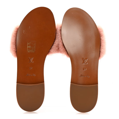 Louis Vuitton Mink Fur Lock It Flat Mule 37 Rose 6 of 10