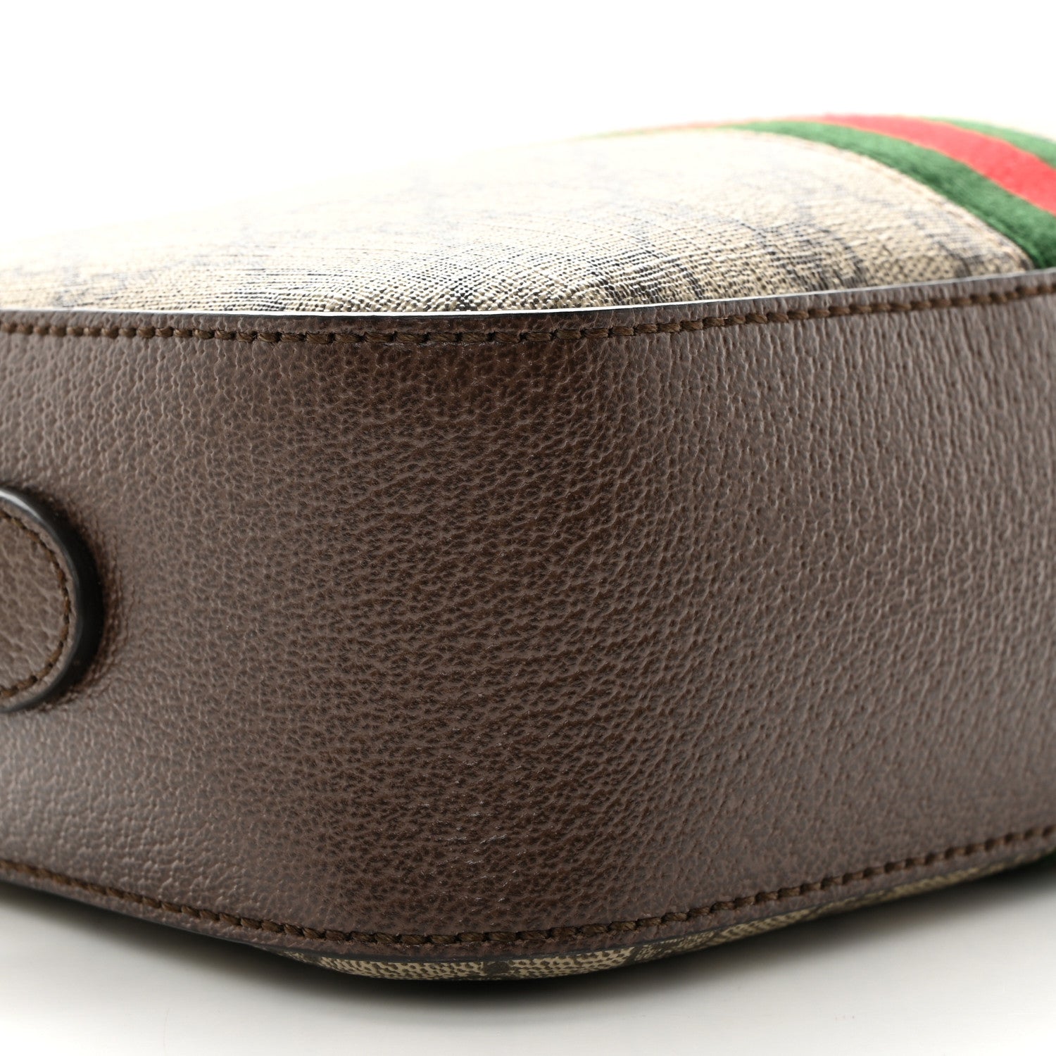 Gucci GG Supreme Monogram Textured Dollar Calfskin Web Ophidia Wristlet Shoulder Bag Beige Ebony New Acero 9 of 10