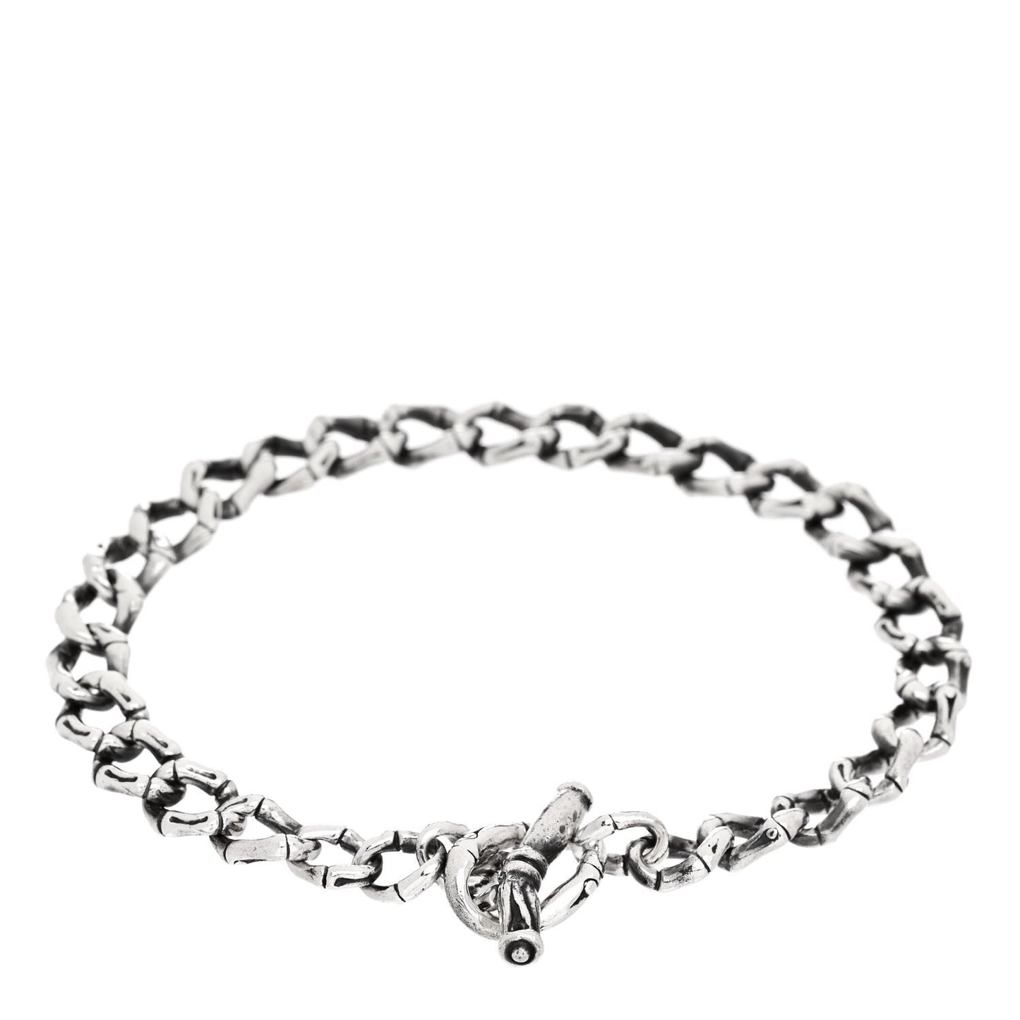 Sterling Silver Bamboo Link Chain Toggle Bracelet