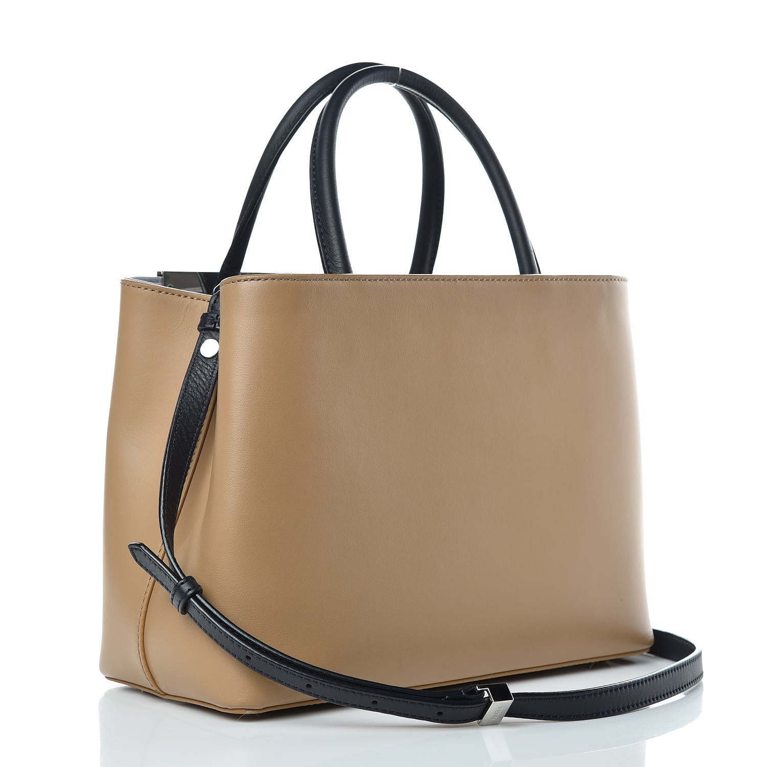 Fendi Vitello Baltico Hypnoteyes Studded Petite 2Jours Tote Cuoio 3 of 10
