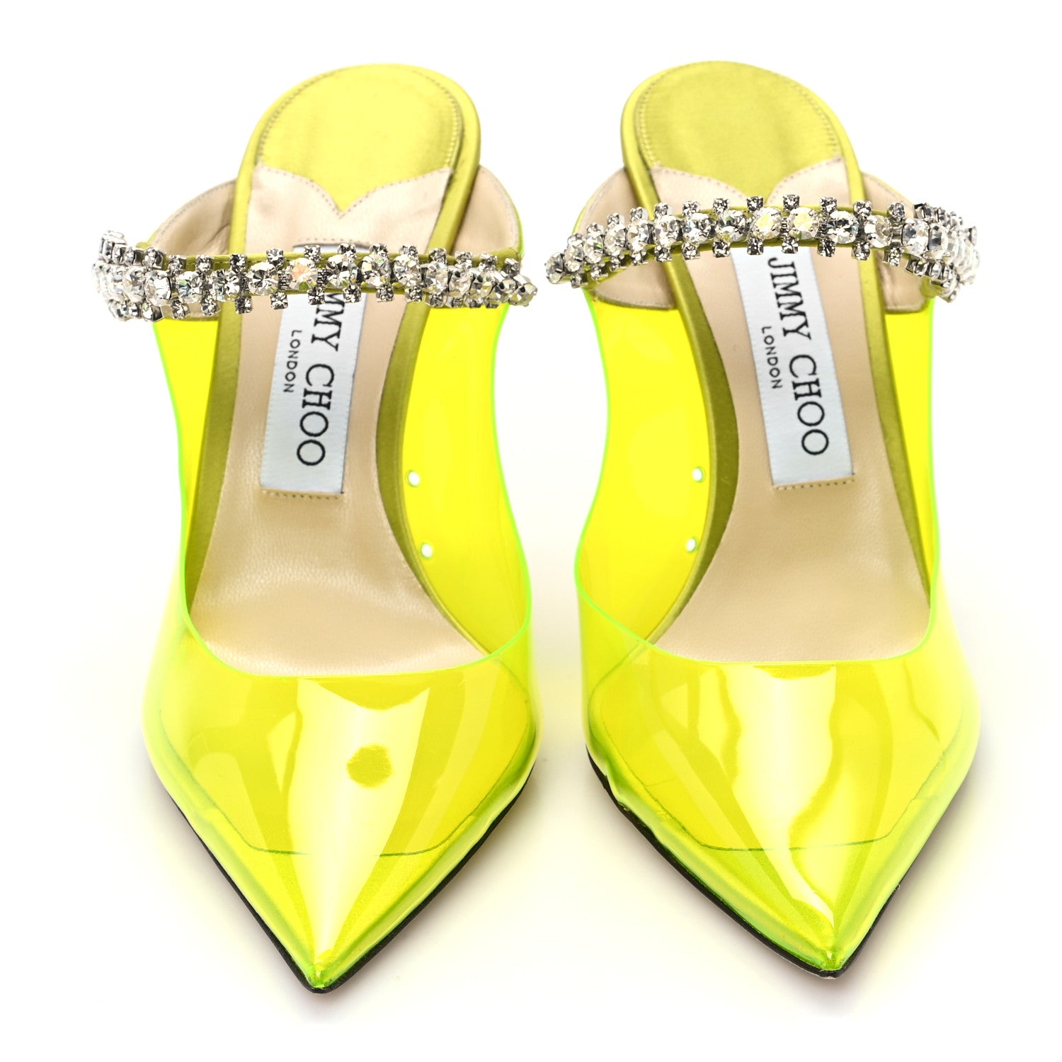 Jimmy Choo Plexi Crystal Bing 100 Pumps 39 Neon Yellow 3 of 9