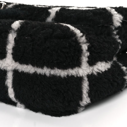 Chanel Shearling Lambskin Large Fluffy Tartan Single Flap Black White 8 of 11