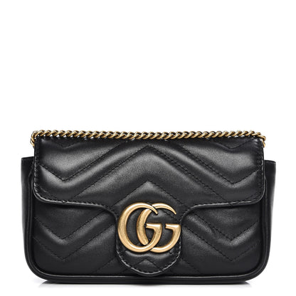 Gucci Calfskin Matelasse Super Mini GG Marmont Shoulder Bag Black 1 of 7