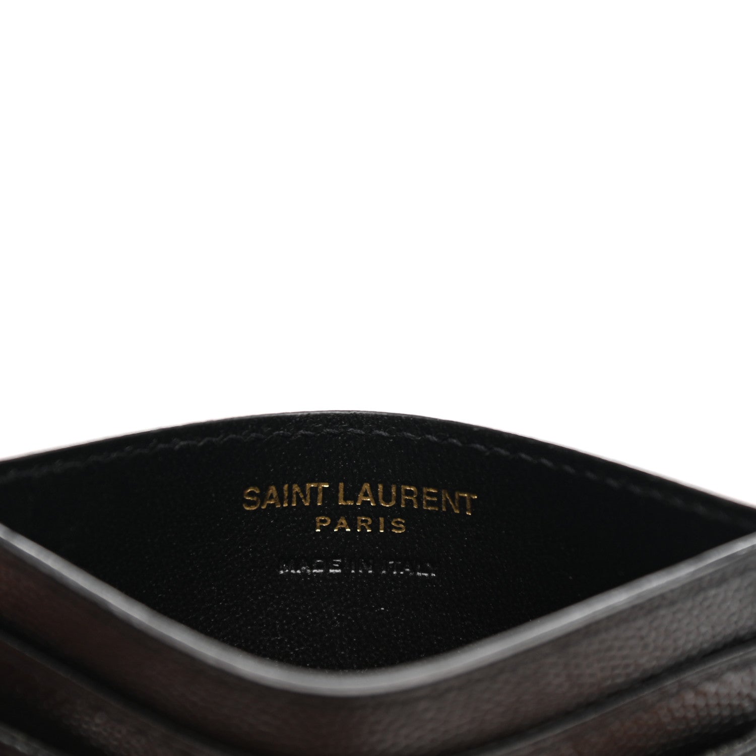 Saint Laurent Grain De Poudre Matelasse Chevron Monogram Credit Card Case Black 5 of 7
