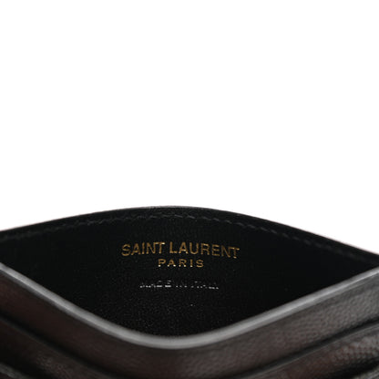 Saint Laurent Grain De Poudre Matelasse Chevron Monogram Credit Card Case Black 5 of 7