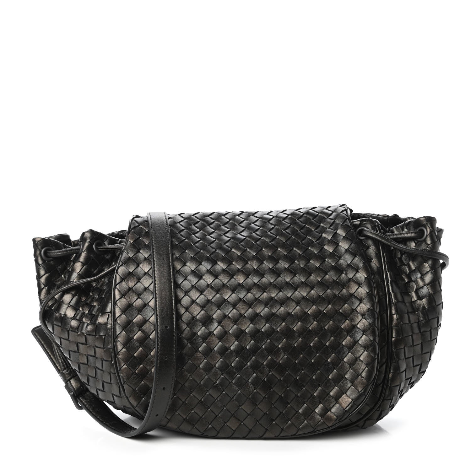 Bottega Veneta Metallic Nappa Intrecciato Crossbody Flap Bag Steel 1 of 10