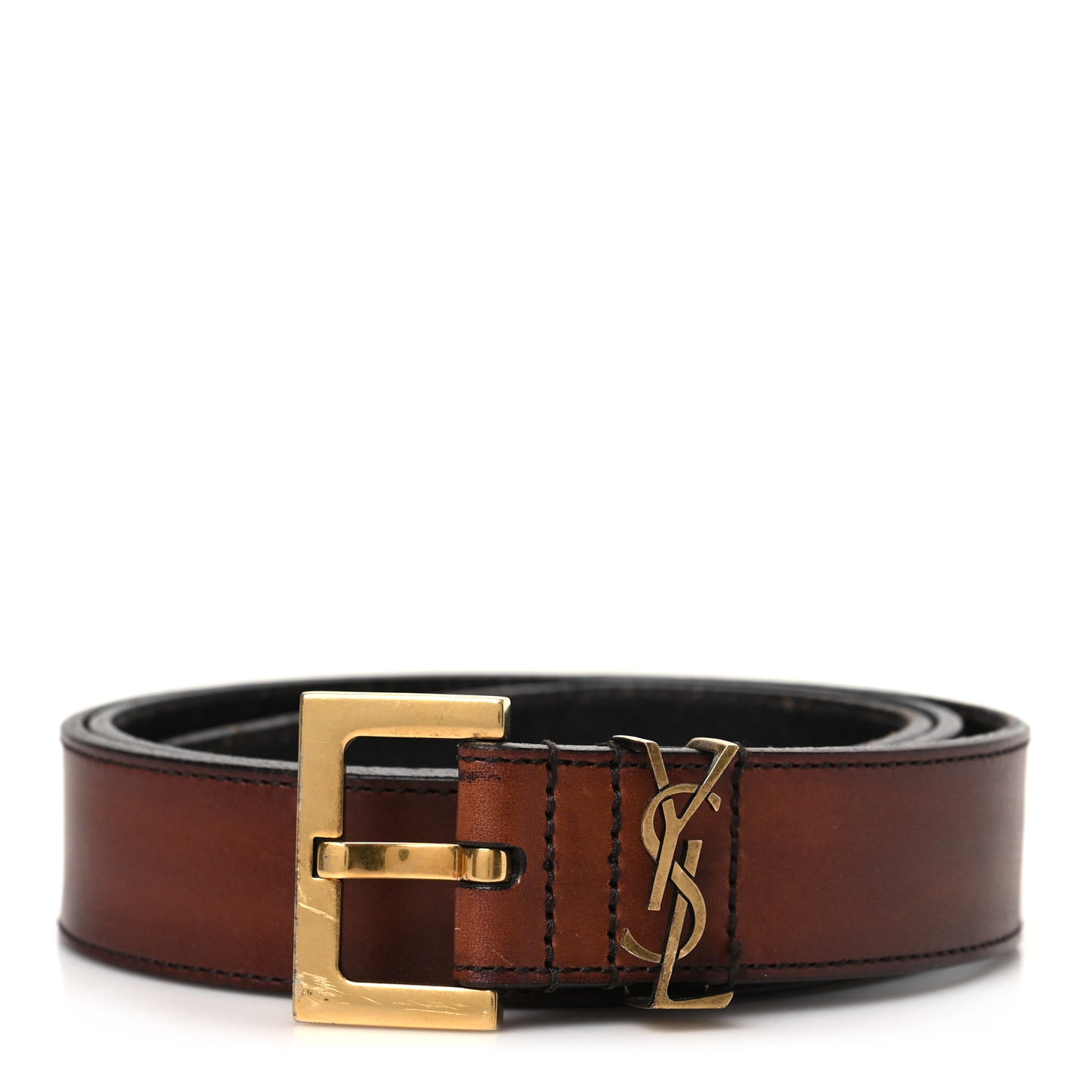 Smooth Calfskin Monogram Square Buckle Belt 85 34 Brown