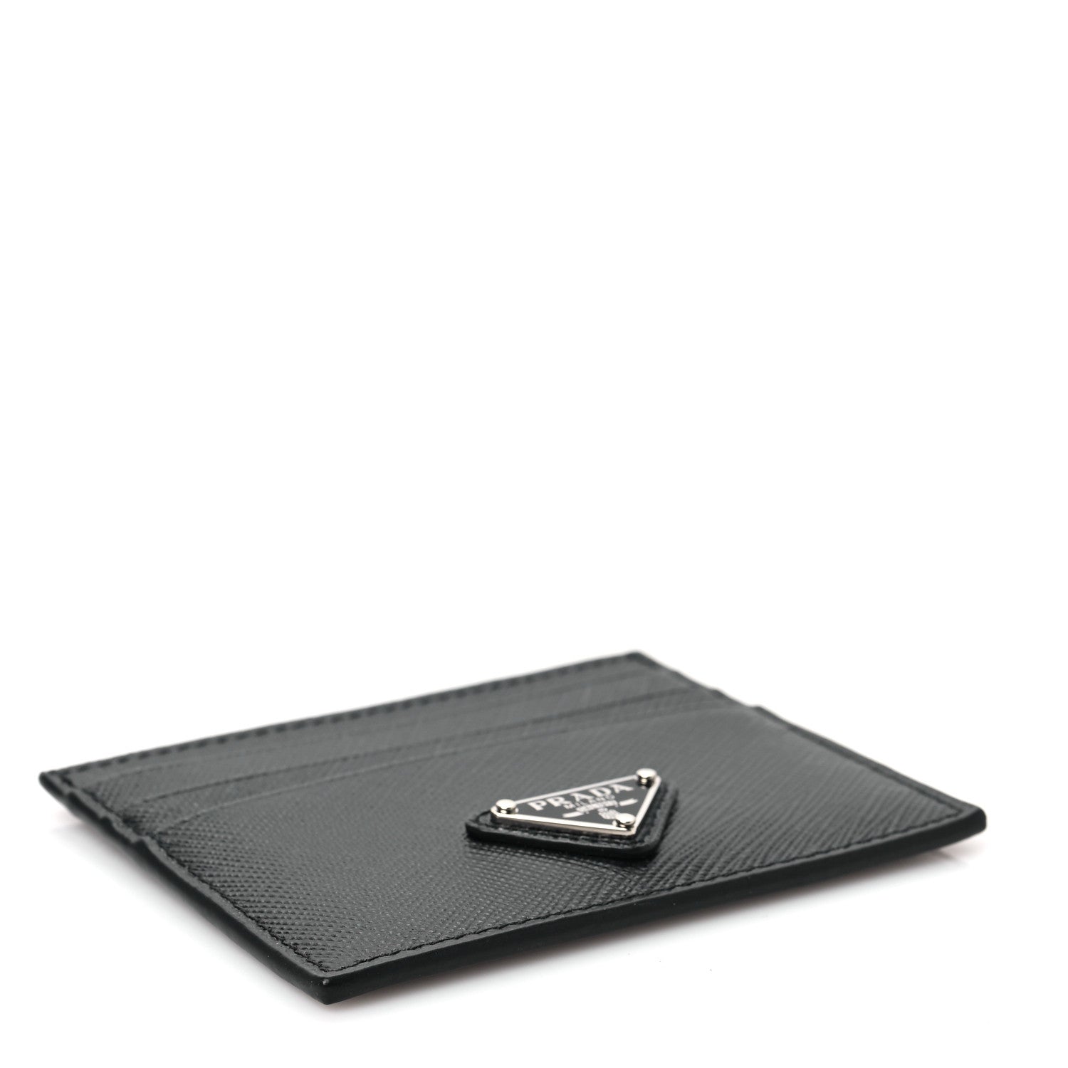 Prada Saffiano Triangle Card Holder Black 4 of 7
