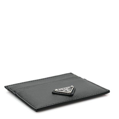 Prada Saffiano Triangle Card Holder Black 4 of 7