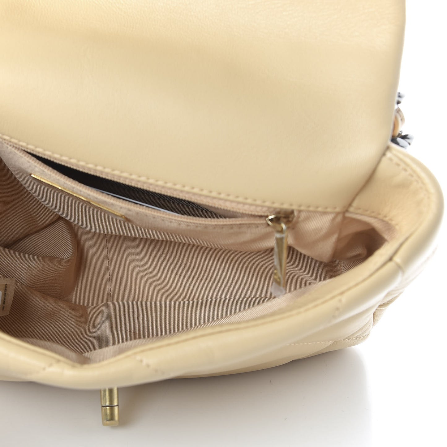 Lambskin Quilted Medium 19 Flap Beige