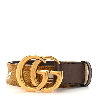 Gucci X ADIDAS Canvas Calfskin Double G 40mm Belt 85 34 Brown 1 of 5