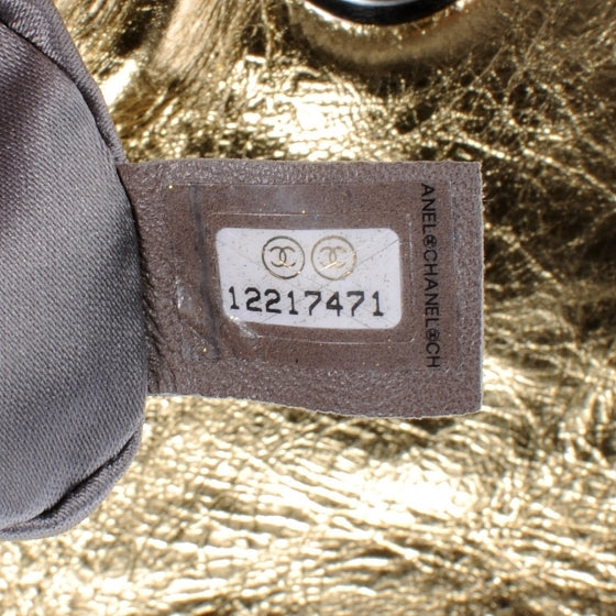 Calfskin Crackled CC Mix Medium Flap Gold Silver