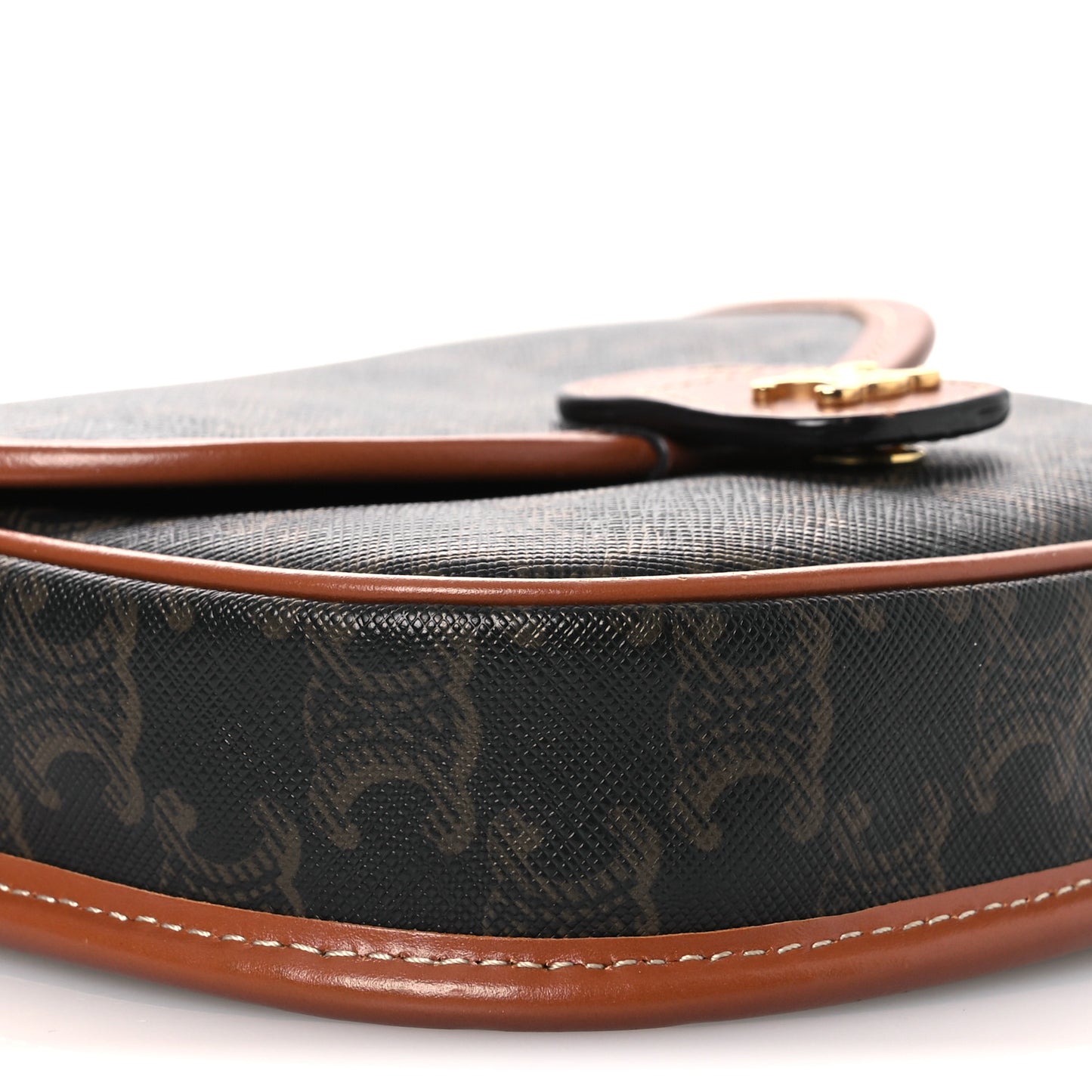 Canvas Calfskin Triomphe Mini Besace Tan