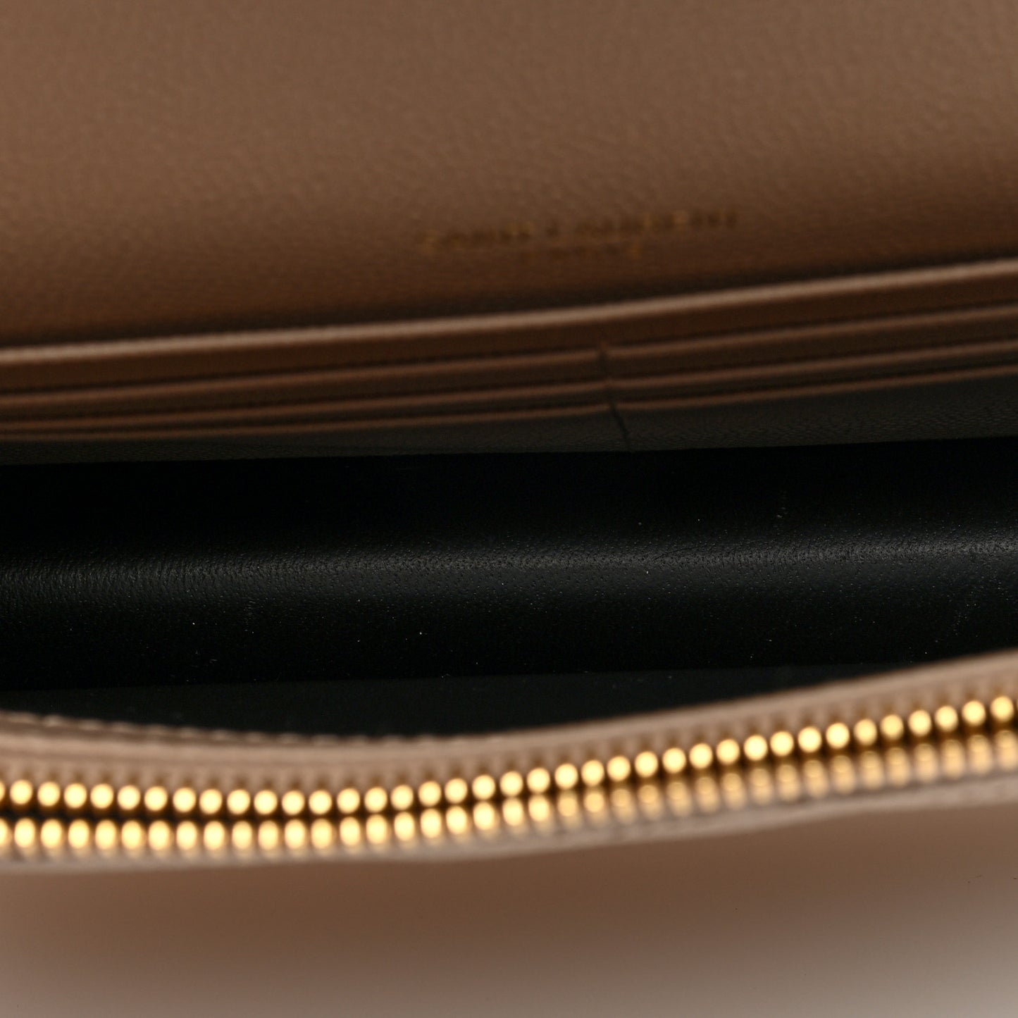 Grain De Poudre Matelasse Chevron Monogram Envelope Chain Wallet Dark Beige