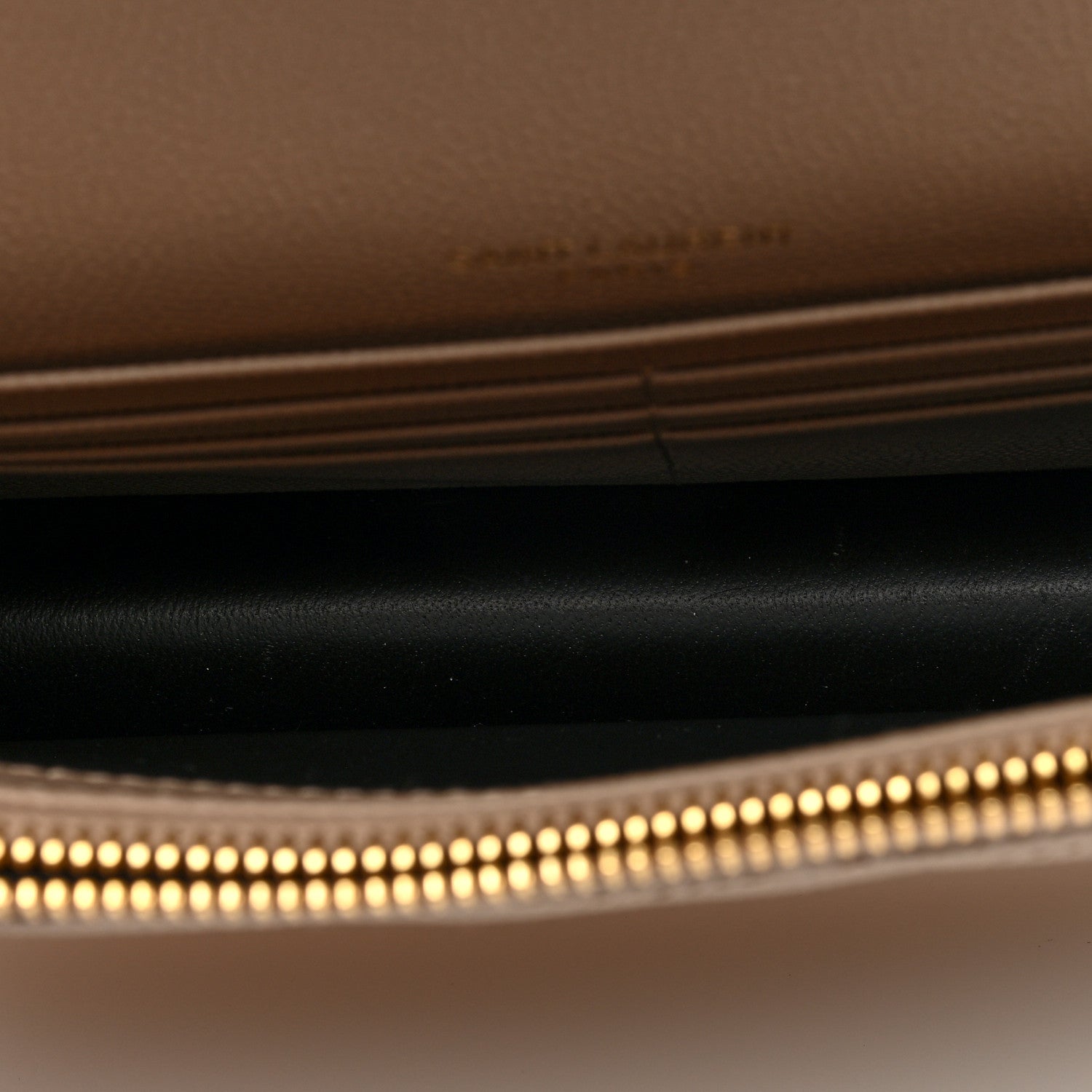 Saint Laurent Grain De Poudre Matelasse Chevron Monogram Envelope Chain Wallet Dark Beige 5 of 10